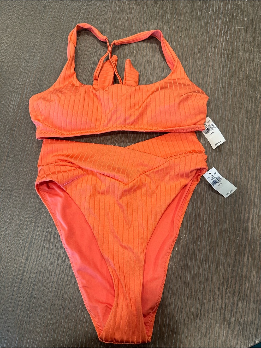 NWT aerie Coral Ribbed Bikini
